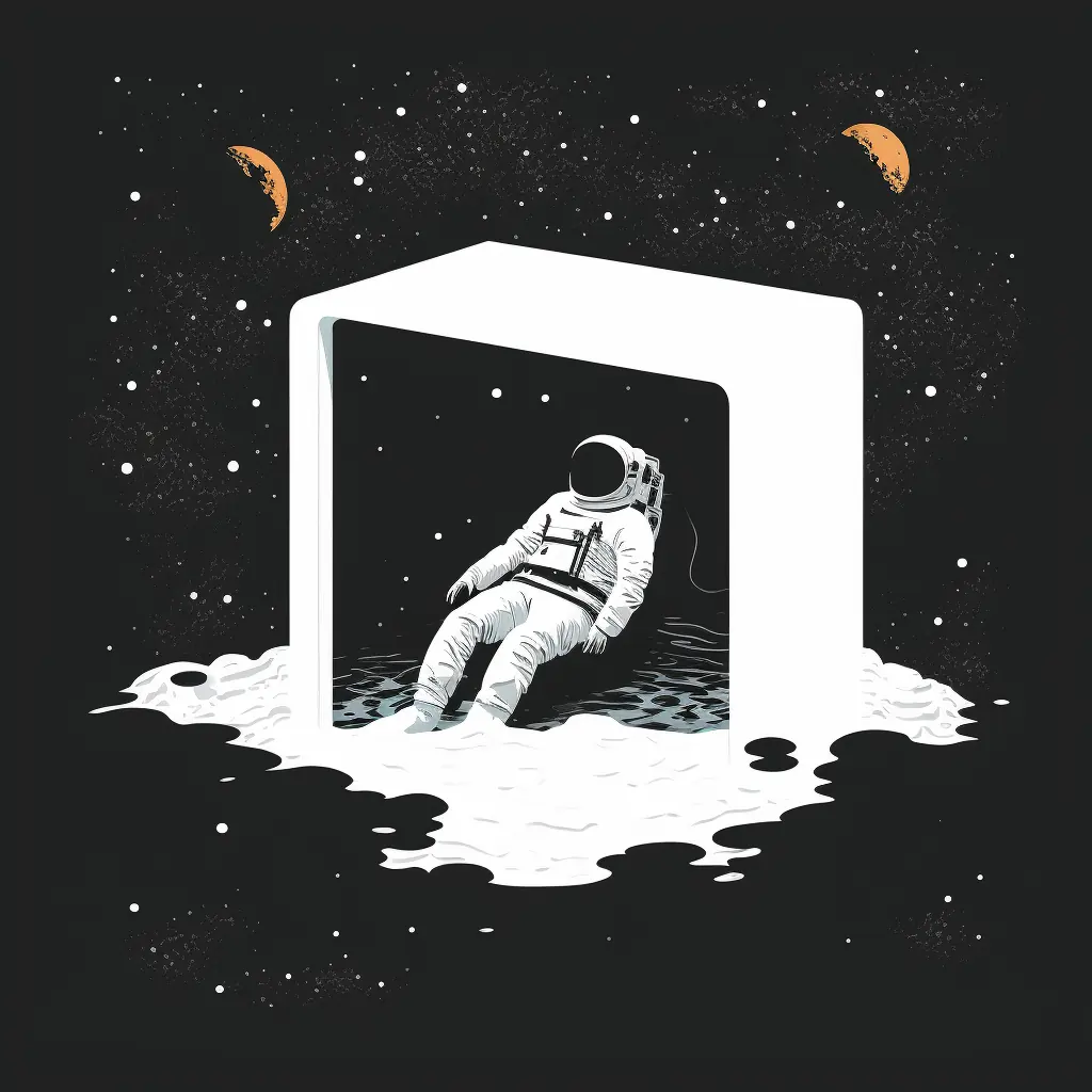 Illustration of an astronaut resting in a float tank